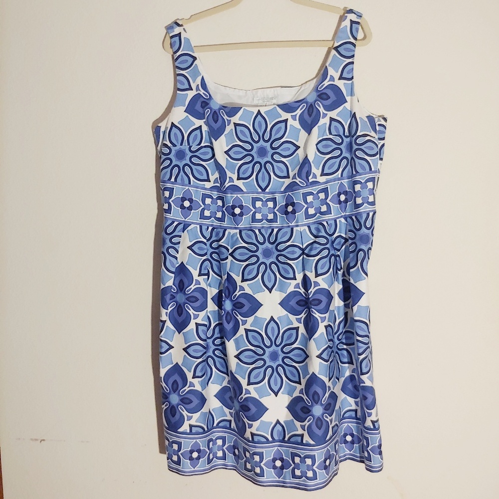 London Times Blue Floral Midi Fit & Flare Size 18W